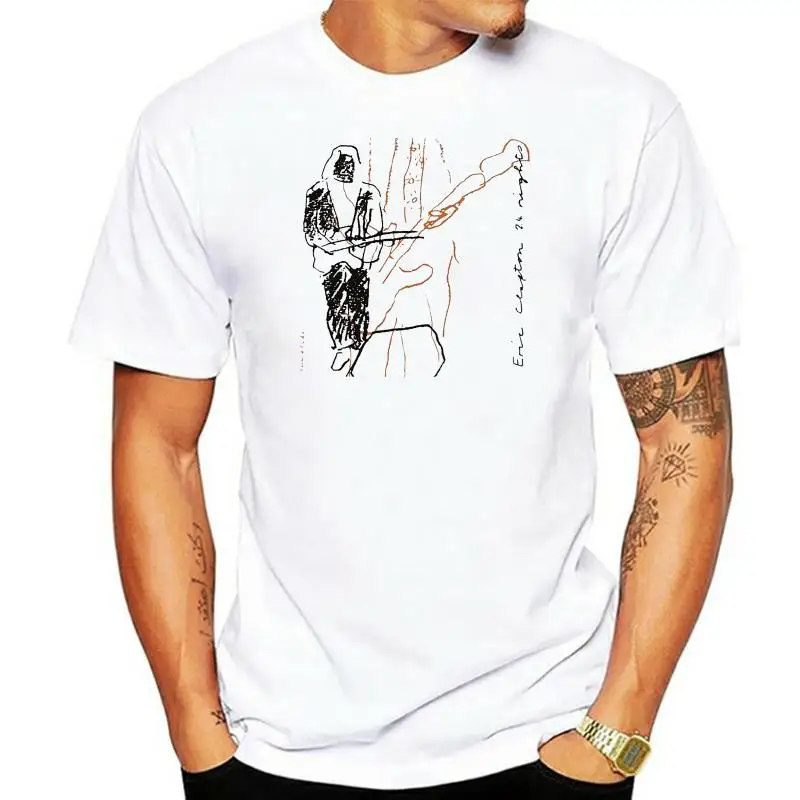 

Хлопковая мужская футболка с круглым вырезом и принтом кролика угла Эрик Клэптона 24 ночи, летняя стильная модная мужская футболка, футболка