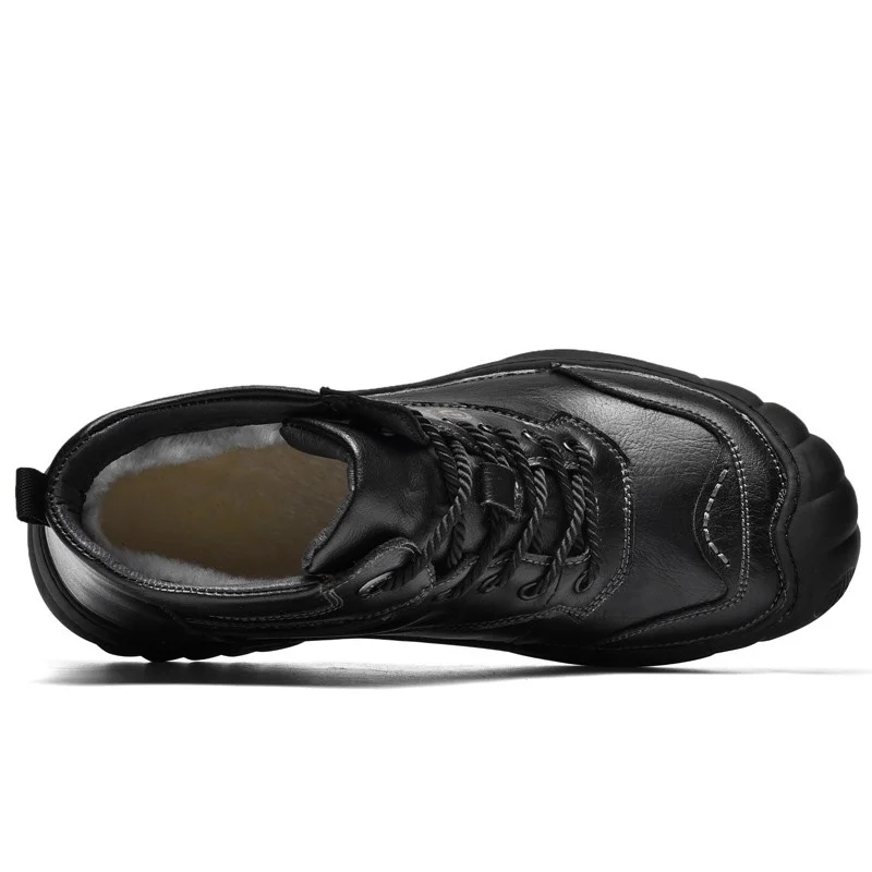 Xiaomi SALUDAS Winter Warm Plush Men Boots Genuine Leather Outdoor Snow Boots Leisure Sneakers Waterproof Non-slip Walking Shoes