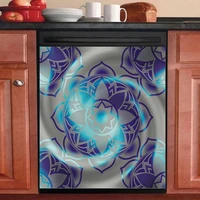blue mandala dishwasher magnet covermandala flower sticker kitchen decor panel decal for dish washerfloral refrigerator magnet