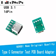 Adaptador de placa PCB de prueba de 16 Pines, conector USB 3,1 tipo C de 10 piezas, 16 P, para Cable de datos, transferencia hembra a 2,54mm