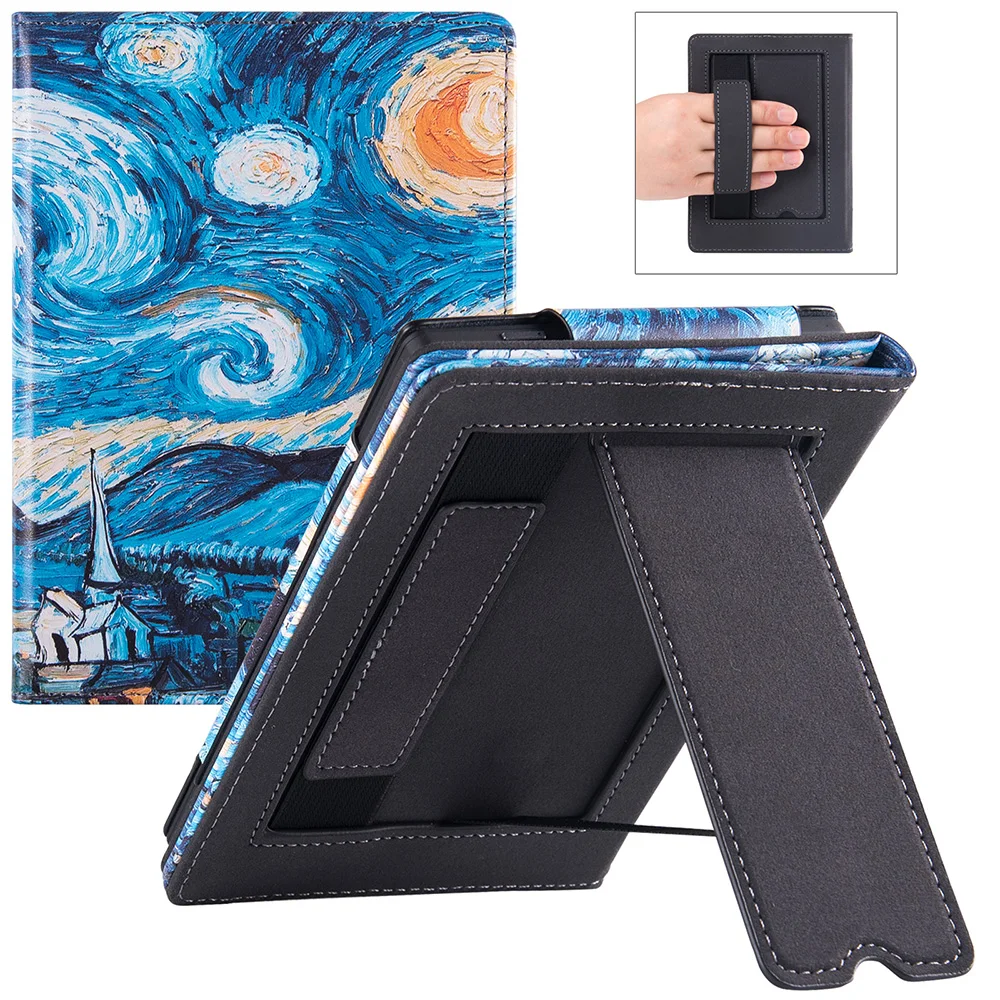 Stand Case for New 6 inch Meebook M6 eReader - Premium PU Leather Protective Sleeve Cover with Hand Strap