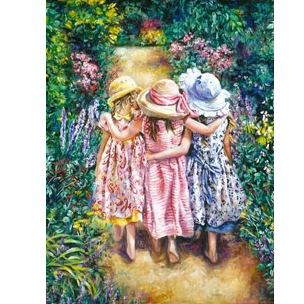 Мозаика 5D сделай сам набор для рисования из круглых страз сада и девушек