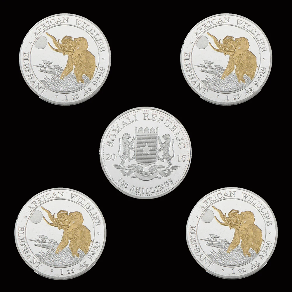 

5PCS 2016 African Wildlife Elephant Protect Wildlife Animals Commemorative 1OZ Silver coins