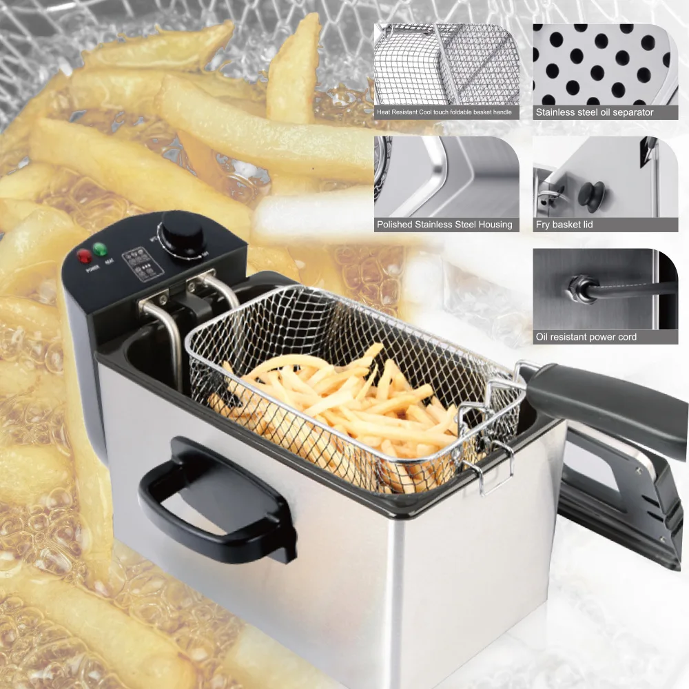 

Stainless Steel Deep Fryer Home 2000w 220v Electric Fryer Machine for French Fries Chicken Wings Kitchen Cooking Appliances D