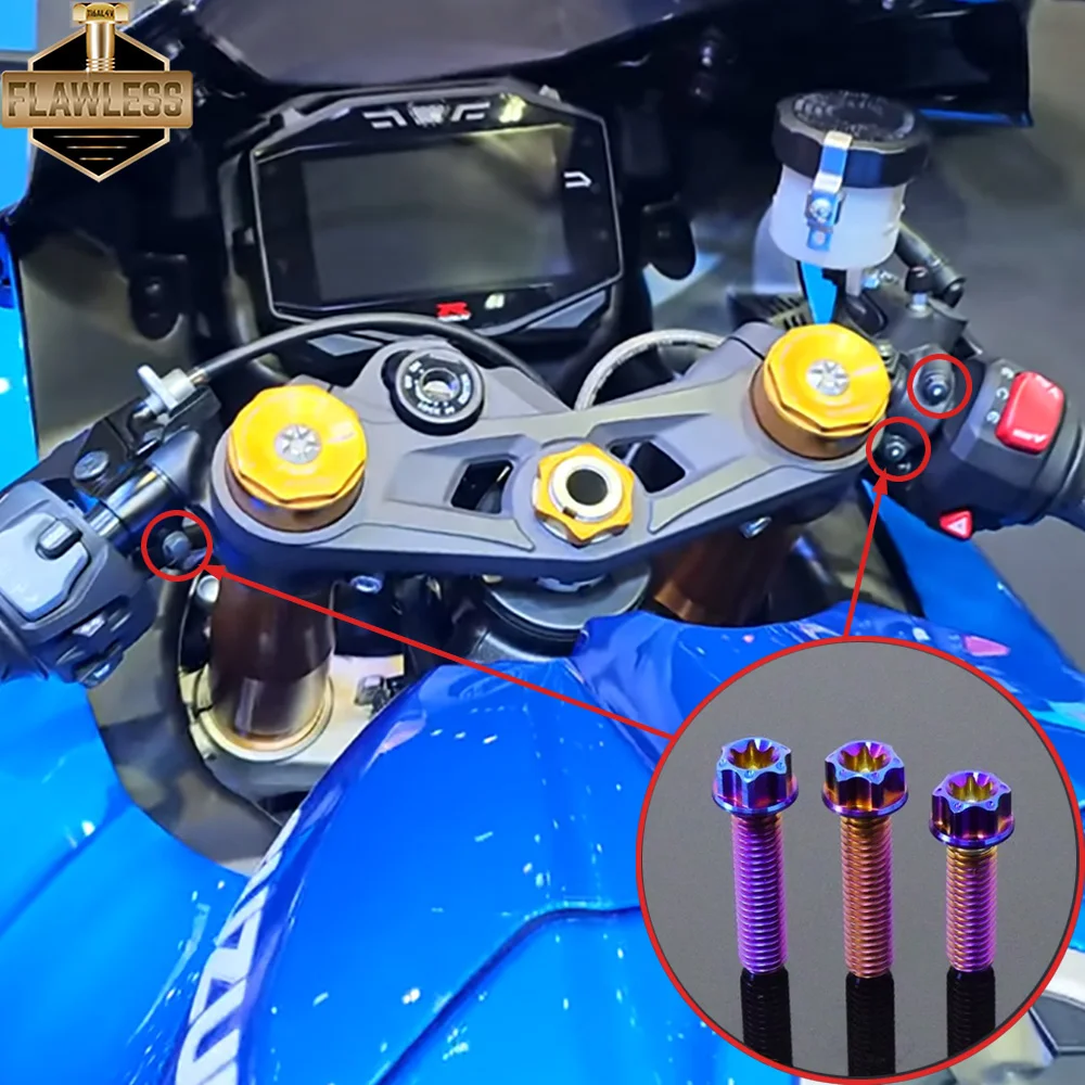 

FLAWLESSTI Gr5 титановый болт крышки двигателя лобовое стекло масляный бак передний тормозной диск болт хомут гайка для Suzuki GSX-R1000 2017-2024