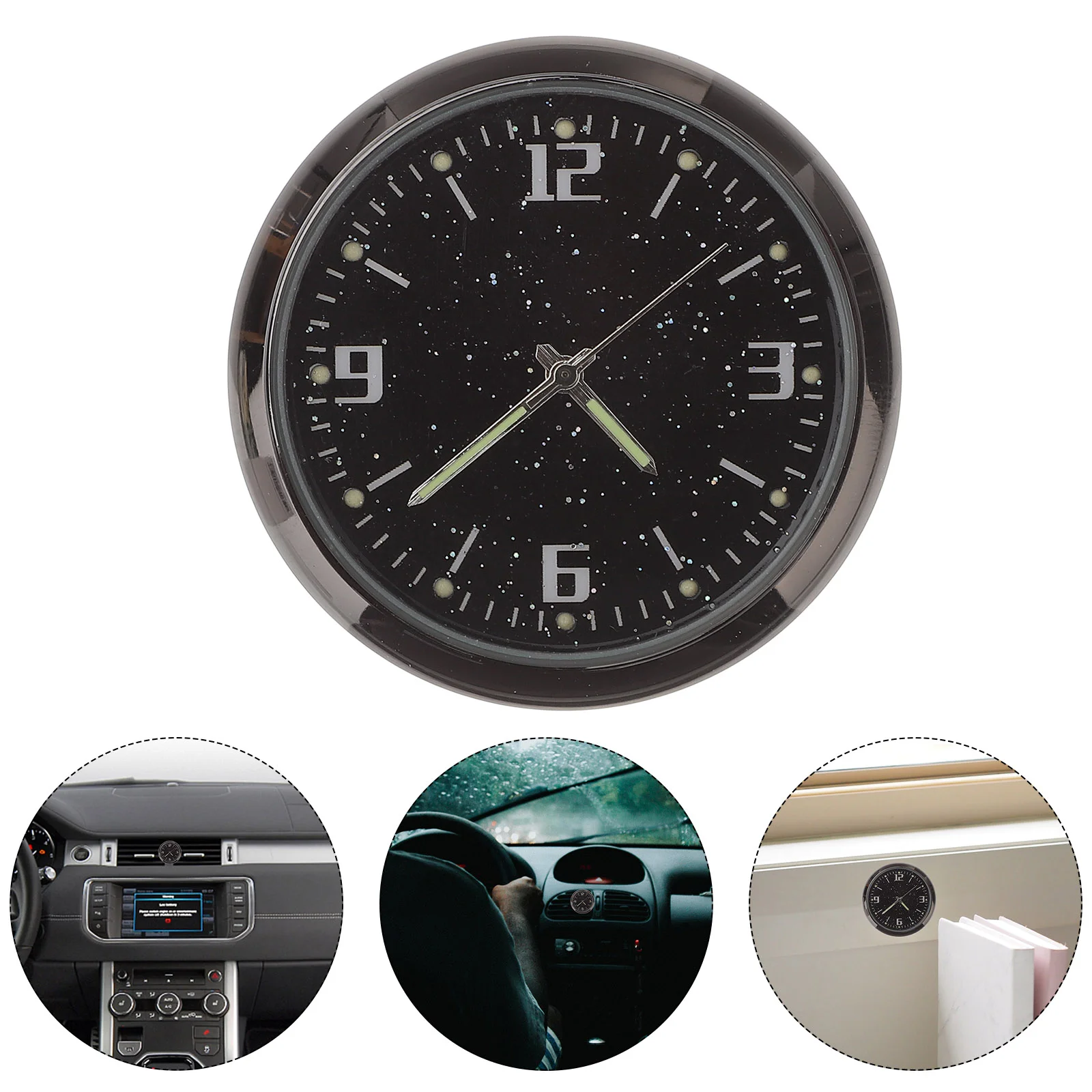 

Car Clock Delicate Mini Clock Car Dashboard Stick On Clock for Car Decoration