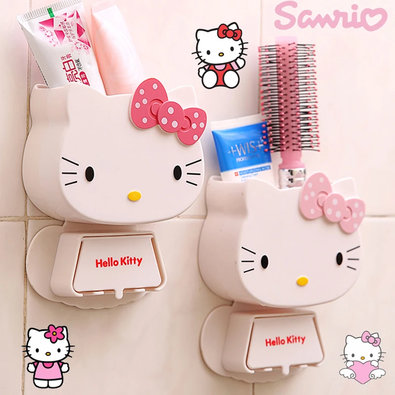 

Sanrio Hello Kitty Bathroom Shelving Cartoon Anime Bathroom Toiletries Storage Box Wall Mounted Storage Rack Toilet Decoration