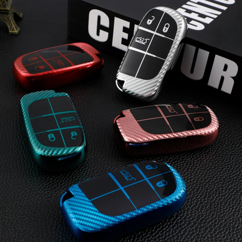 Car Smart Key Cover Case Fob Bag Keychain for Jeep Renegade Compass Frand Cherokee Dodge Journey Charger Chrysler 200 300 300C images - 6