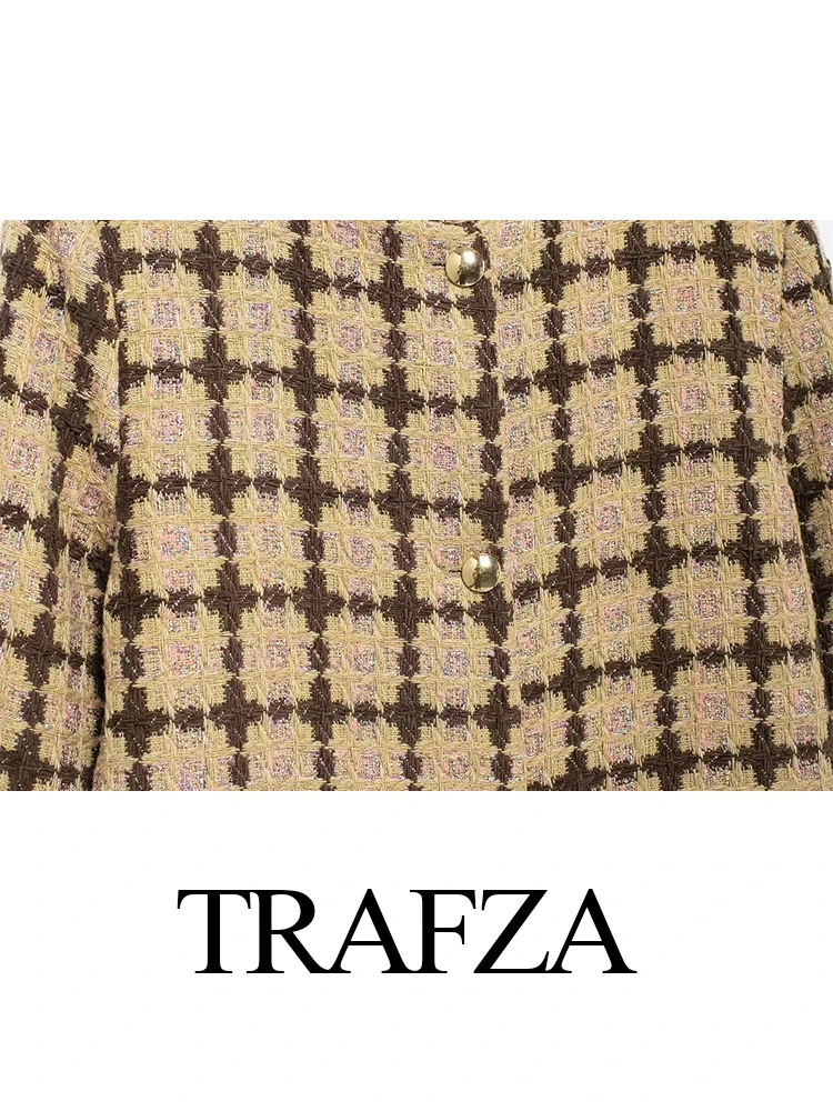 TRAFZA женское зимнее модное шерстяное тканое пальто с круглым вырезом и длинными