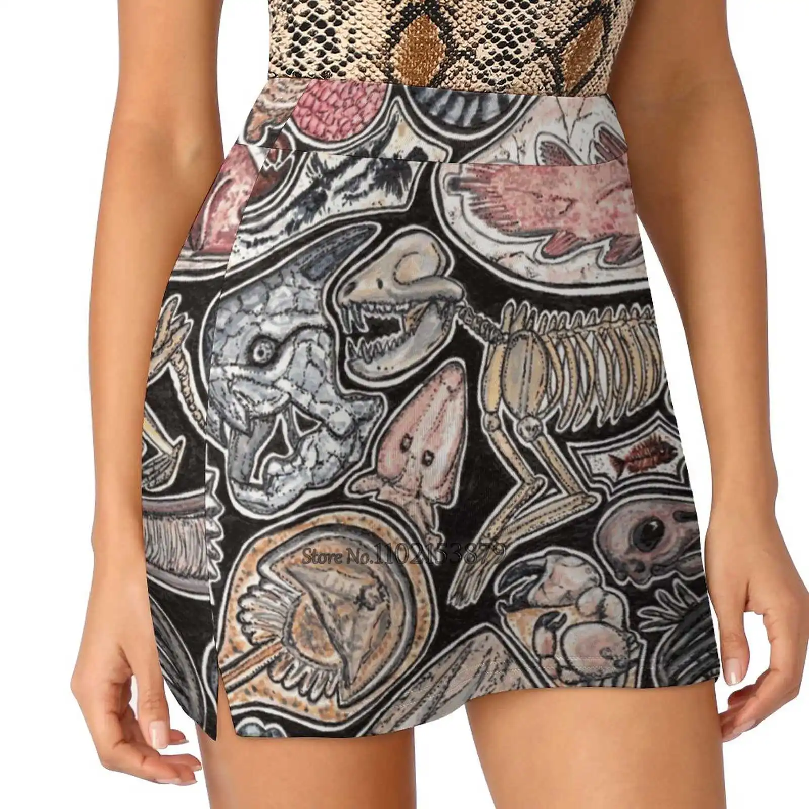Для любителей динозавров и археологии женская спортивная юбка для тенниса