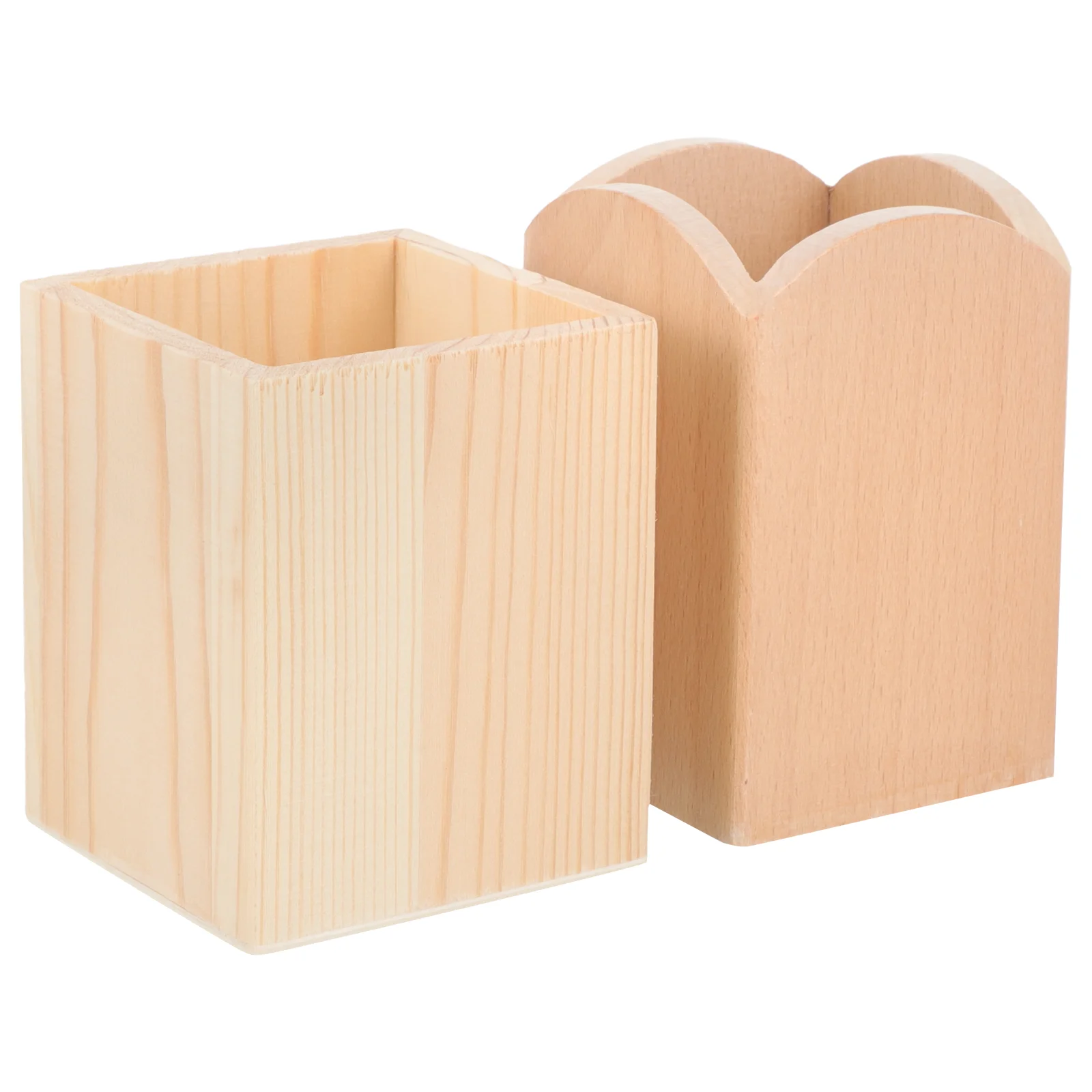 

2pcs Wooden Pen Holders Blank Brush Pots Container Desktop Brush Holders