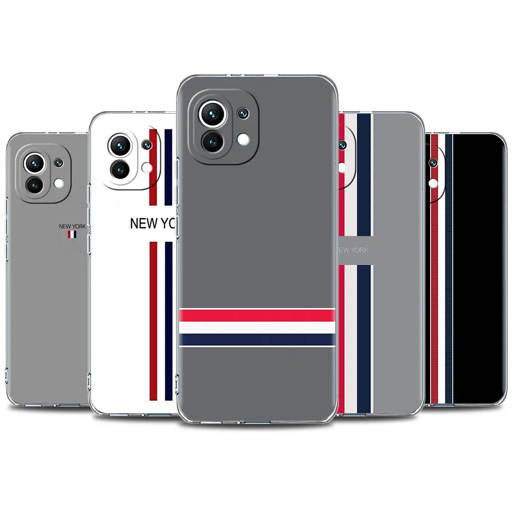 

Litchi grain Cross Tom browne Phone Case for Xiaomi Mi 11T 11 Lite 10T Pro 12 12x Silicone Note 11 CC9 cc9e 9S Cover Coque Shell