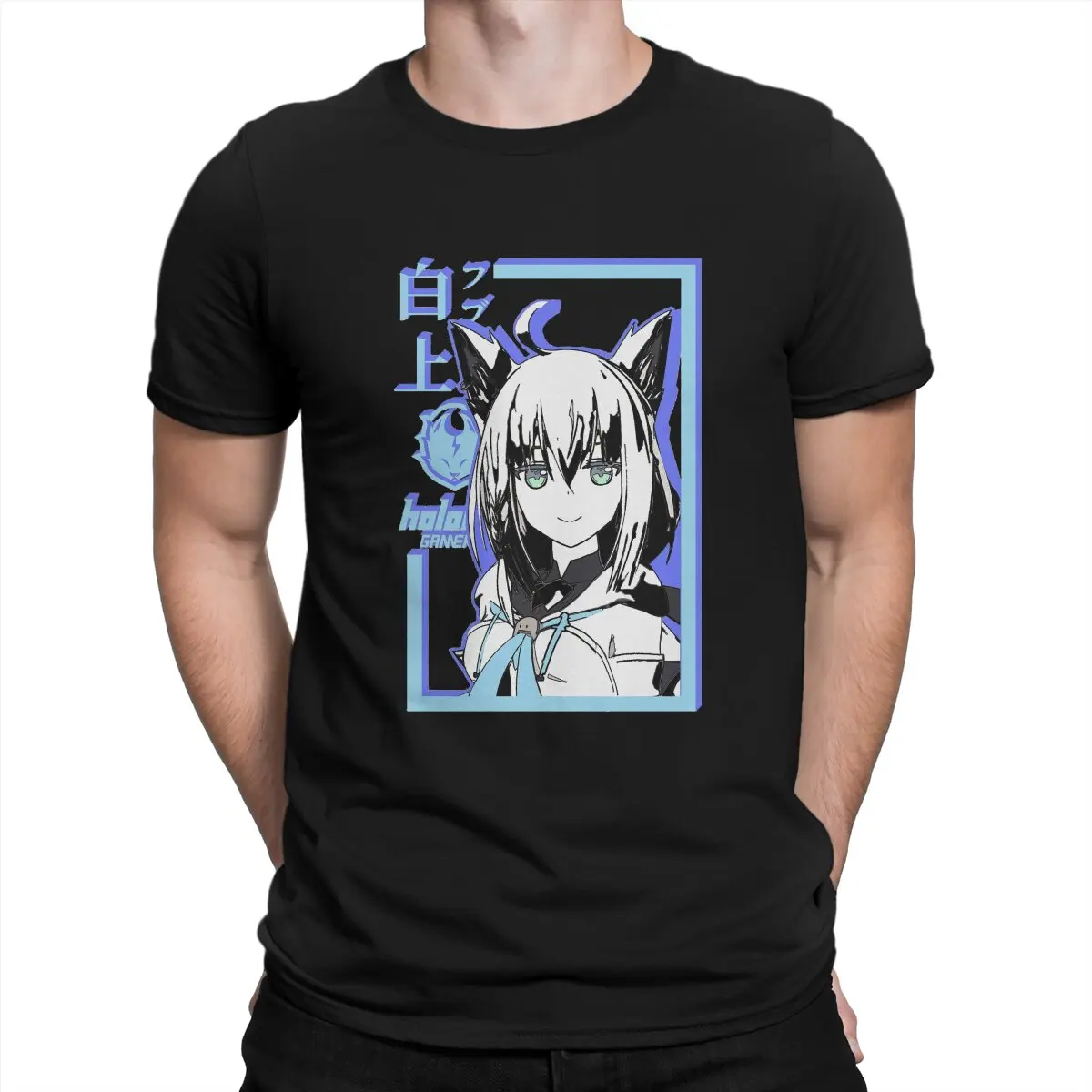 

Men's Shirakami Fubuki T Shirts Hololive VTuber 100% Cotton Clothing Crazy Short Sleeve Round Collar Tee Shirt 6XL T-Shirt