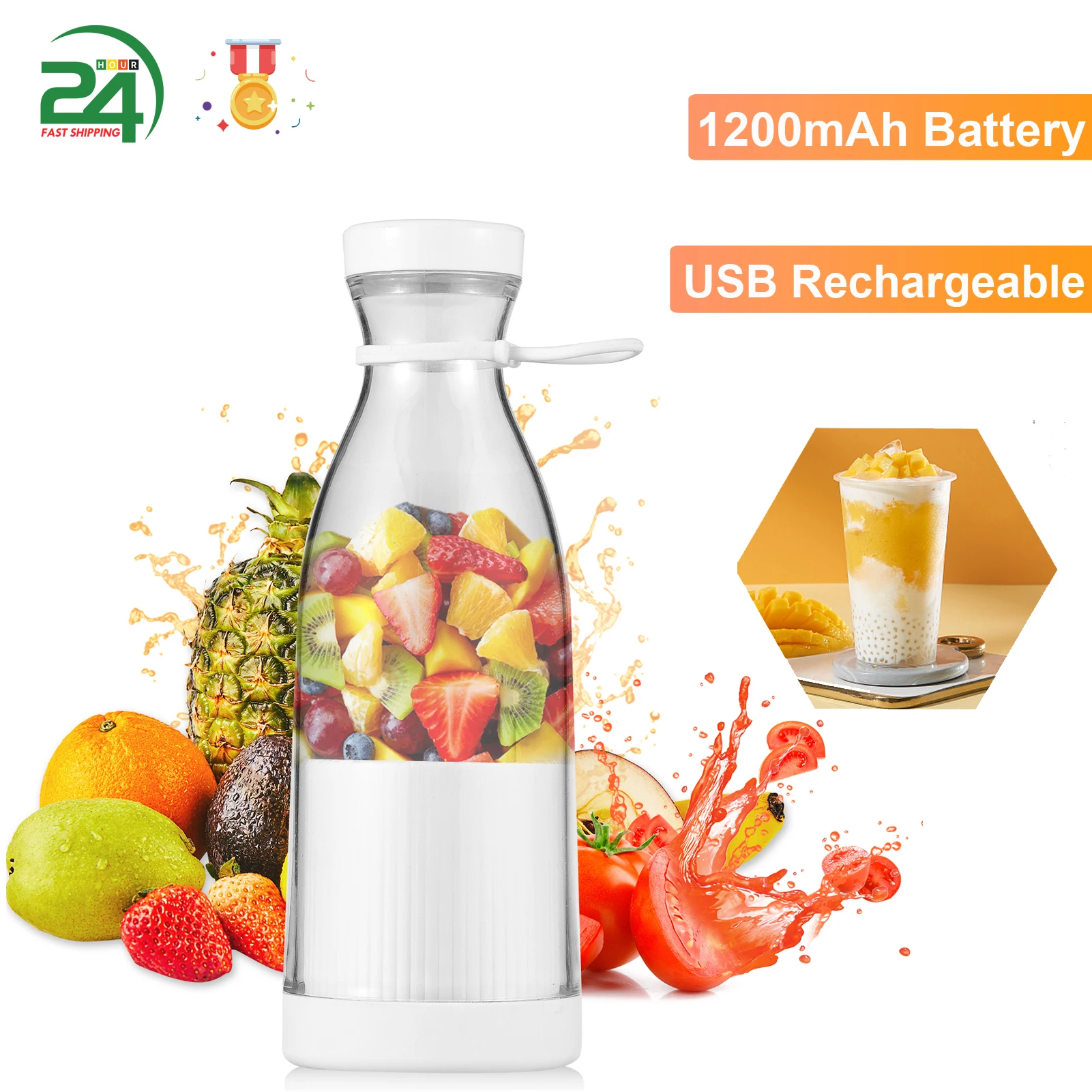 Portable Blender Electric Juicer Cup Fruit Mixer Fresh Juice Extractor Rechargeable Orange Squeezer Smoothie Ice Maker Kitchen