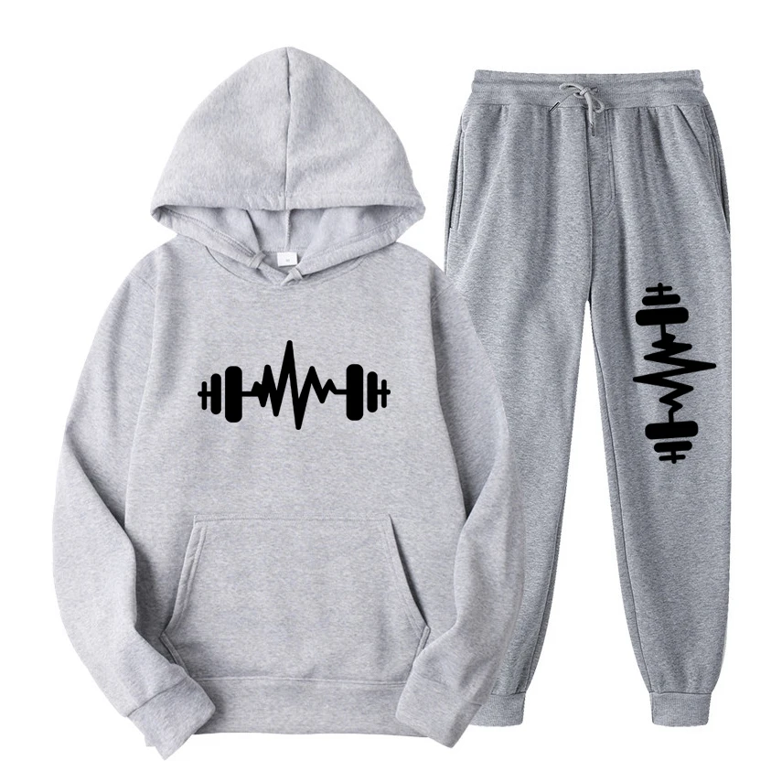 New Fashion Couple Couple Sports Casual Sweater Set Printed Hoodie and Pants Set Men Women Sportswear Jogging Wear