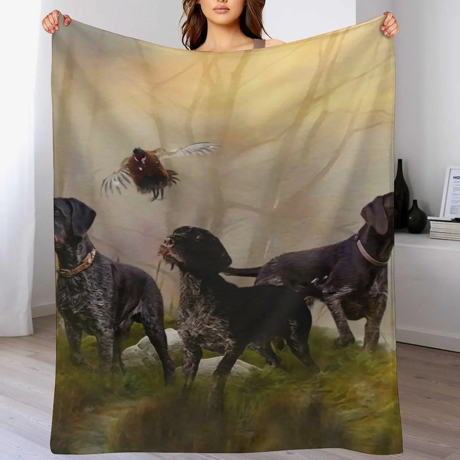 Плед Deutsch Drahthaar gundog на диван Многоцелевые одеяла