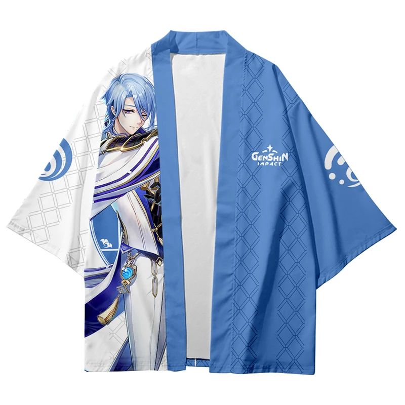 

Game Genshin Impact Kamisato Ayato Kimono Shirt 3D Print Kamisato Ayato Cosplay Haori Cloak Party Tops Streetwear Shirt