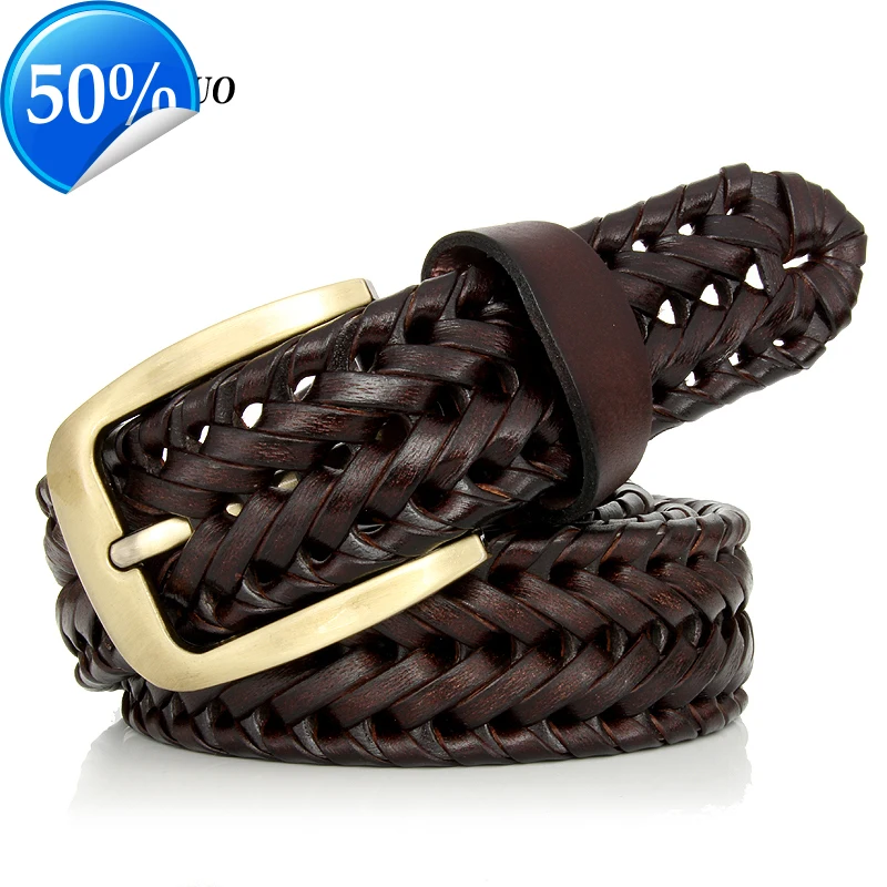 New Braided Belt Man Fashion Mens belts luxury genuine leather Good Cow second layer skin straps men for Jeans girdle Male