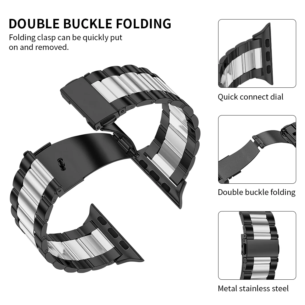 Metal Strap Compatible with Apple watch UItra 8 7 45mm 44mm 42mm 41mm 40mm 38mm Metal stainless steel strap for iwatch 6 5 4 se