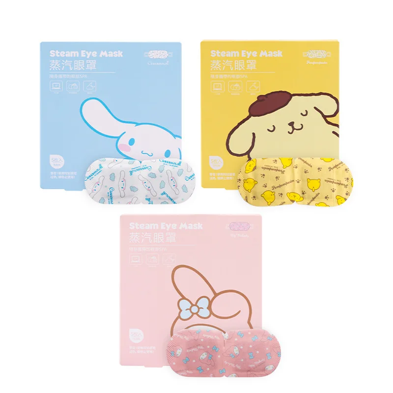 

5PCS Sanrio Mymelody Cinnamoroll Pompom Purin Kawaii Steam Eye Mask Student Sleep Eye Mask Travel Blackout Eye Mask