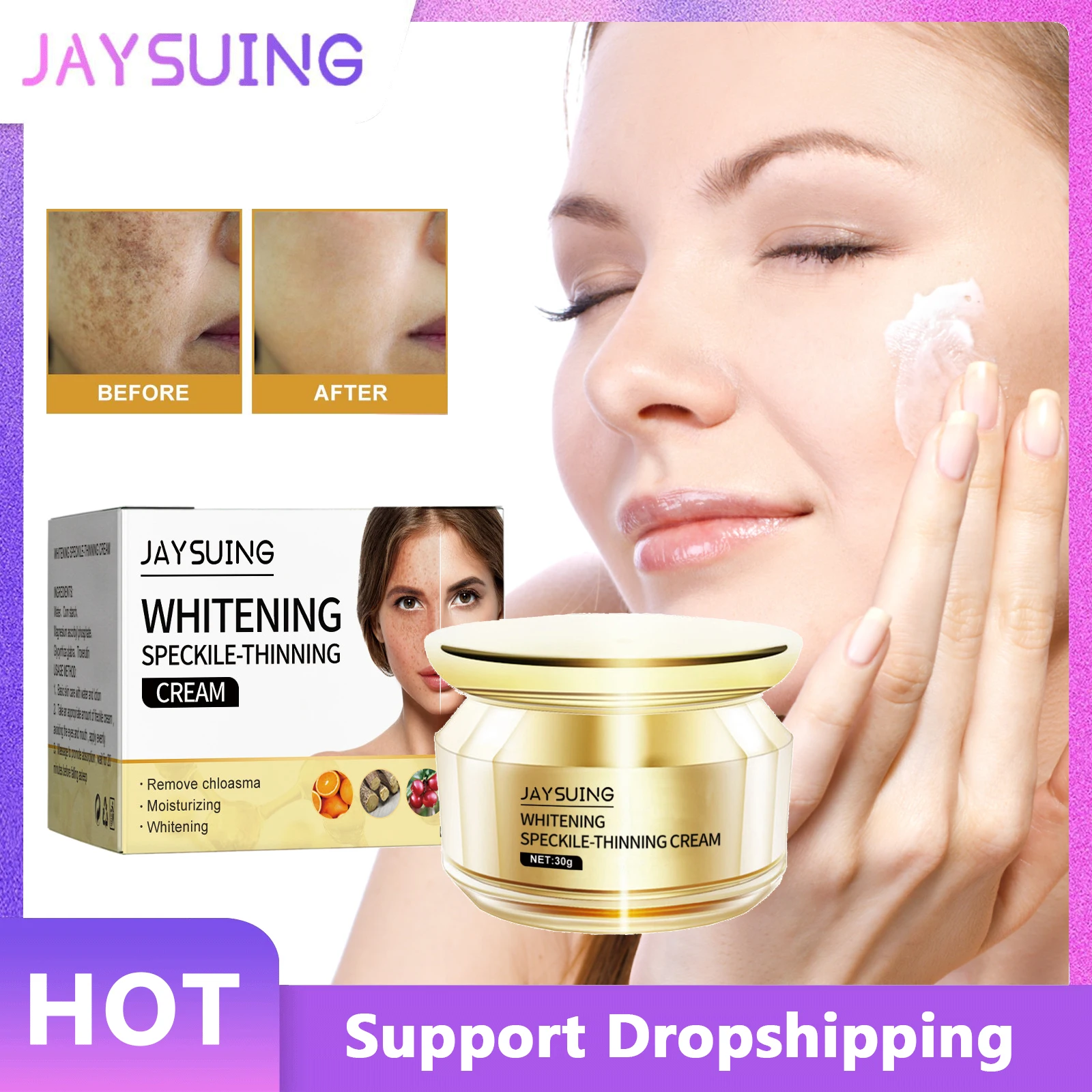 

Jaysuing Dark Spot Corrector Cream Remove Melanin Melasma Acne Spot Pigment Moisturizing Anti-Aging Whitening Freckle Cream 30ml