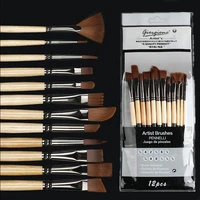 watercolor brush set 12 pcs nylon hair paint brushes for painting acrylic and oil drawing brushes tools art supplies stationery