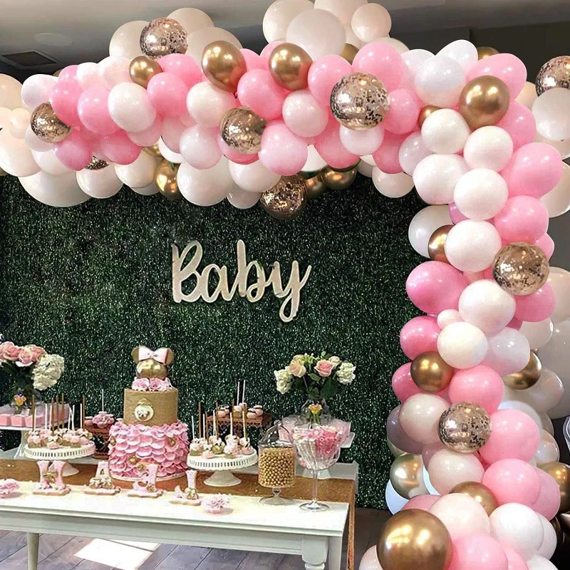 

Pink Confetti Metallic Latex Balloons Garland Arch Kit Birthday Party Decorations Adult Kids Baby Shower Wedding Supplies