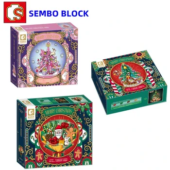 SEMBO 블록 크리스마스 트리 장식 시리즈, 눈사람 모래 시계 모델, 카와이 조립 어린이 장난감, 생일 선물 피규어