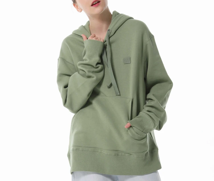 

Hooded Pullover Sweatshirt Men Women Couple Cotton Solid Color Long Sleeve Smiley Fleece Loose Casual Fashion Simple All-match