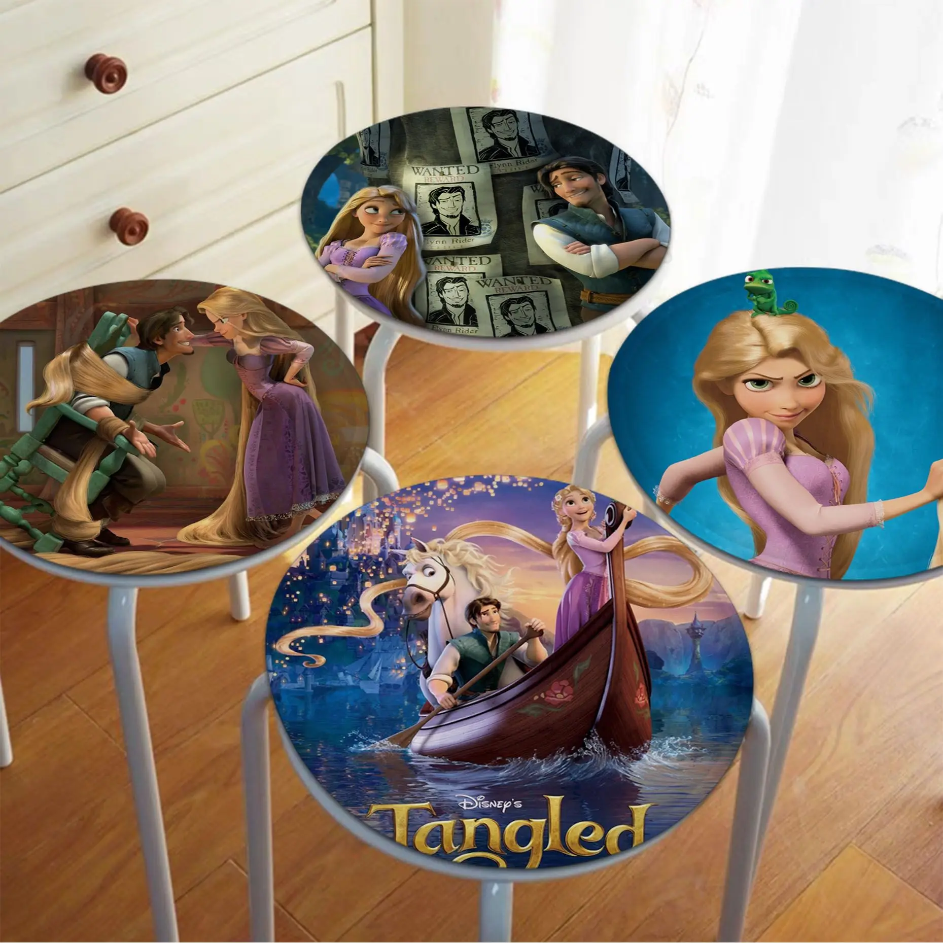 

Disney Tangled Round Chair Cushion Soft Office Car Seat Comfort Breathable 45x45cm Sofa Decor Tatami