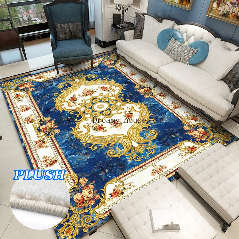 

luxury European style large area rug home fluffy big carpets for living room decoration washable soft Printed rugs for bedroom