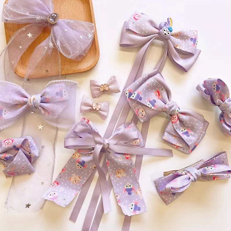 

10Pcs/Lot New Korean Princess Purple Bow Streamer Hairpins Sweet Baby Girls Hair Clips Women Barrettes Hairgrips Hair Accessorie
