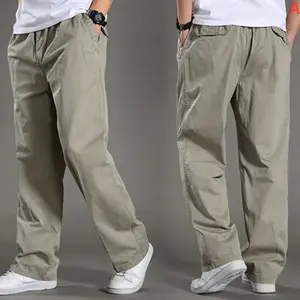 Crotch Pants Autumn Cotton Casual Pants Men's Baggy Straight Trousers with Double-Headed Invisible Zipper Couple Dating KTV