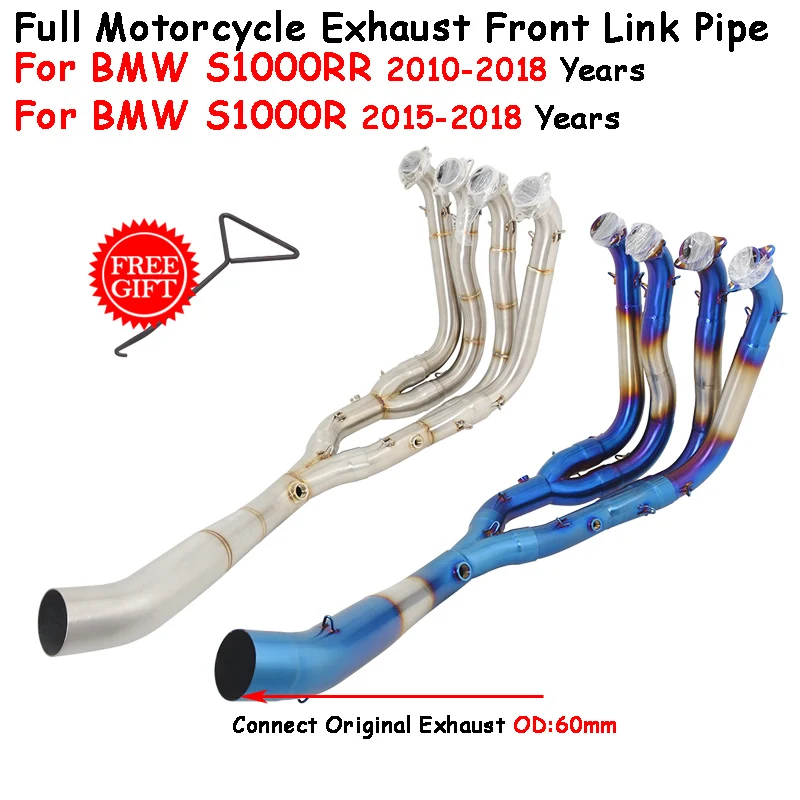 Slip-On For BMW S1000RR 2010 - 2018 For BMW S1000R 2015 - 2018 Years Motorcycle Exhaust System Escape Modify Front Link Pipe