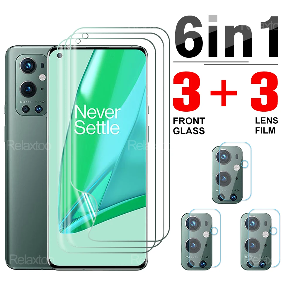 

6 в 1 для Oneplus 9 Pro Защитная линза Защитная пленка для экрана Гидрогелевая пленка 9 9R 10 Pro 8 8T 8 Pro 7 7T Nord 2 5G Nord N10 N100 Nord CE 5G
