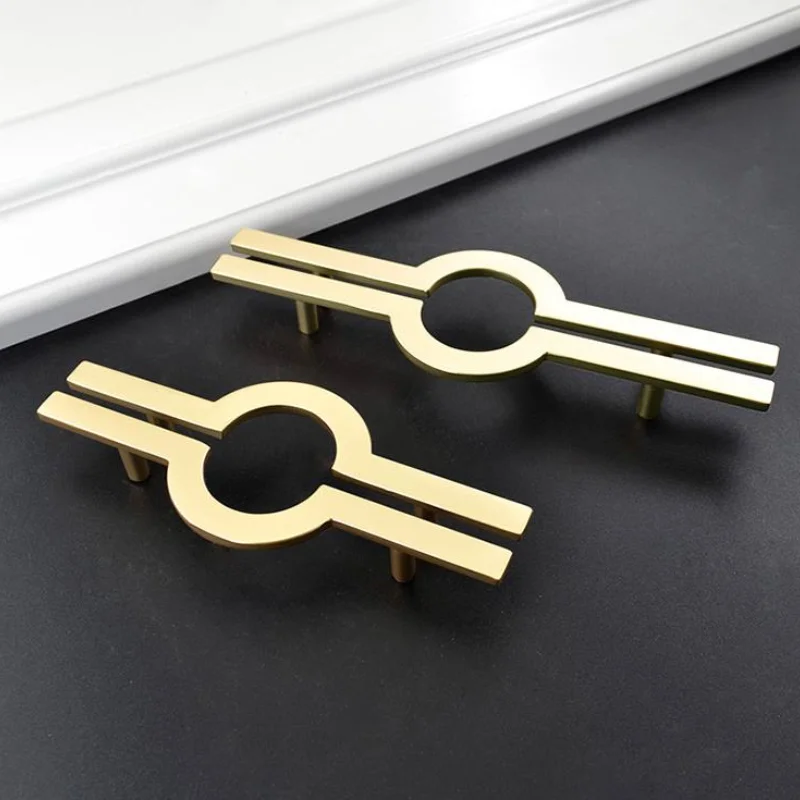 

Modern Simple Golden Zinc Alloy Brushed Gold Handle Cabinet Drawer Knob kitchen Cupboard Door Pull Half Moon Furniture Handles