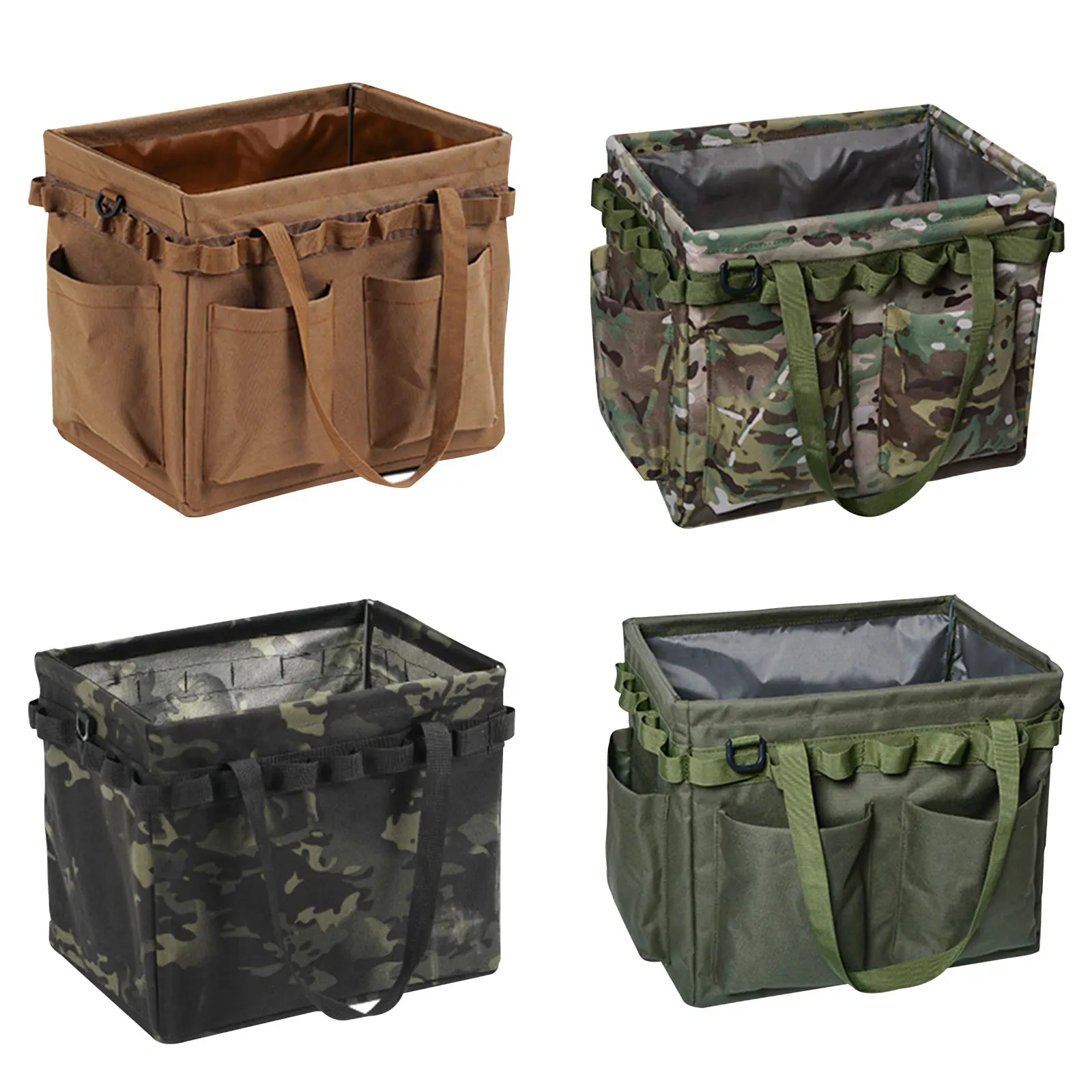 

Multifunction Wide Mouth Tool Bag Oxford Cloth Containers for Outdoor Camping Storage Multi Pocket Camping Tool Organizer Bag