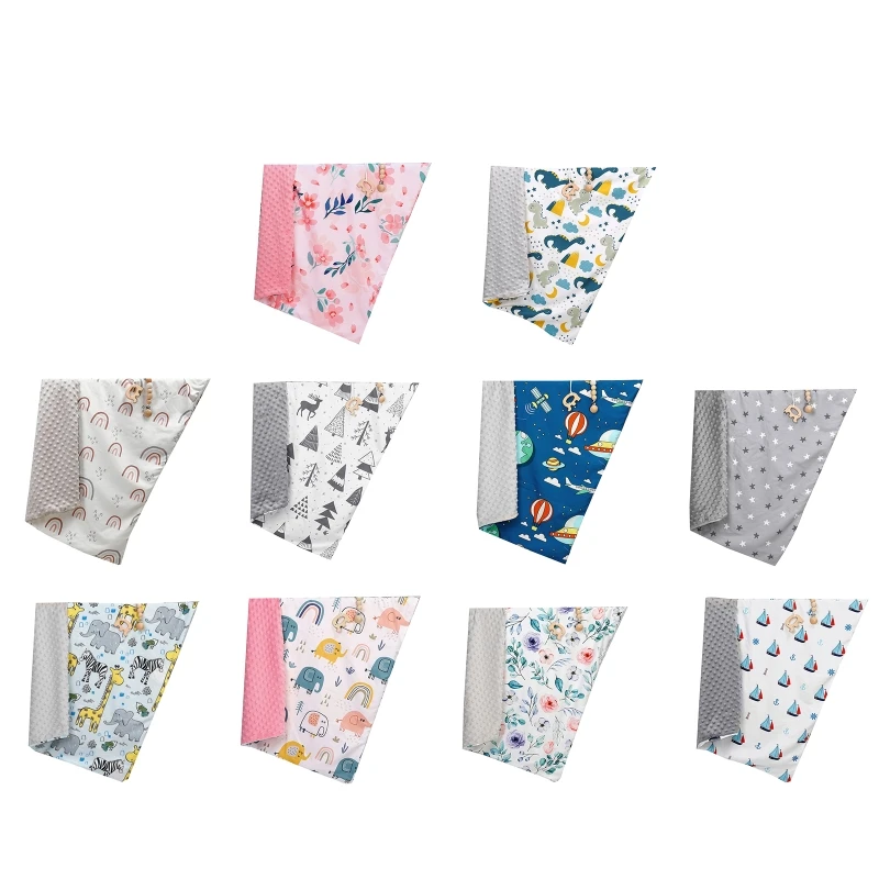 

Baby Blanket Warm Swaddling Wrap Winter Autumn Newborn Quilt Toddler with Dotted Backing Cartoon Printed Nap Blanket