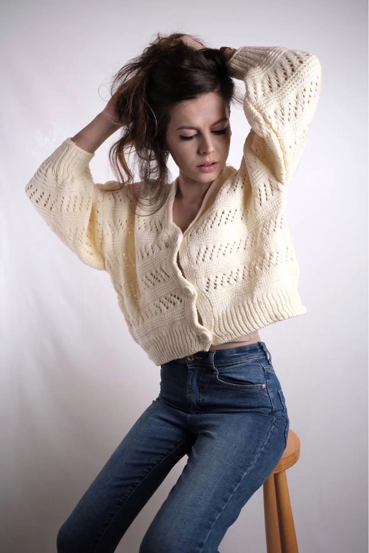 

Women's Cardigan Perforated Casual Knitted High Quality Fashion Cardigan Sweaters Loose Sweater Jumper