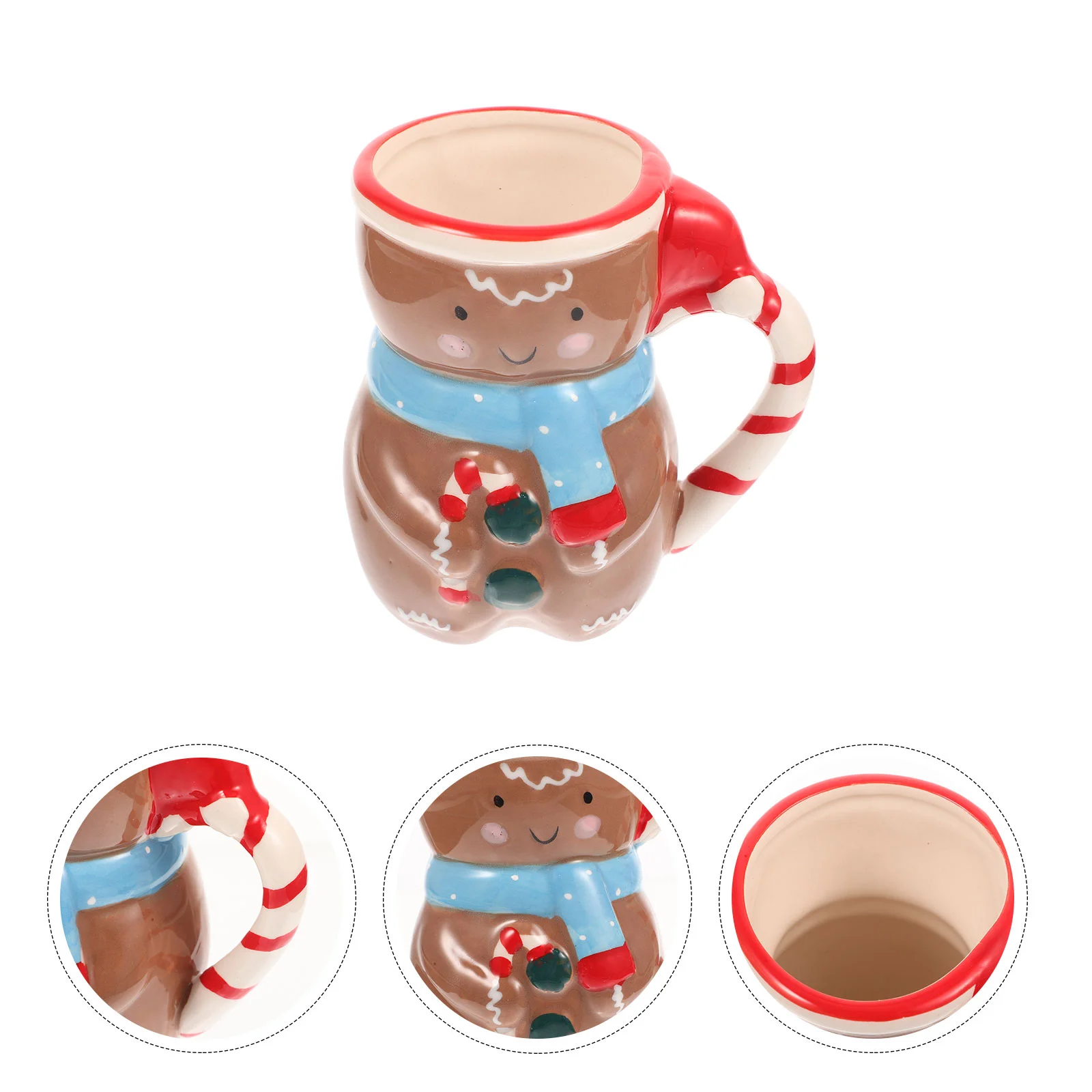 

Christmas Mug Cup Coffee Mugs Snowman Ceramic Cereal Breakfast Water Holiday Porcelain Gingerbread Drinking Tea Beverage Soup