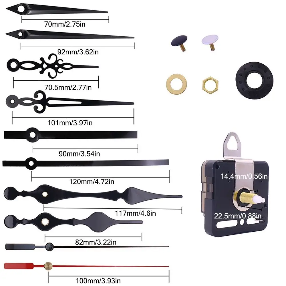 Тихие черные часы часовой механизм сканирование секунд с 4 комплектами