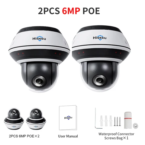 Hiseeu 4X оптический зум 6MP POE PTZ IP-камера наружная Взрывозащищенная купольная домашняя аудио камера видеонаблюдения Onvif H.265