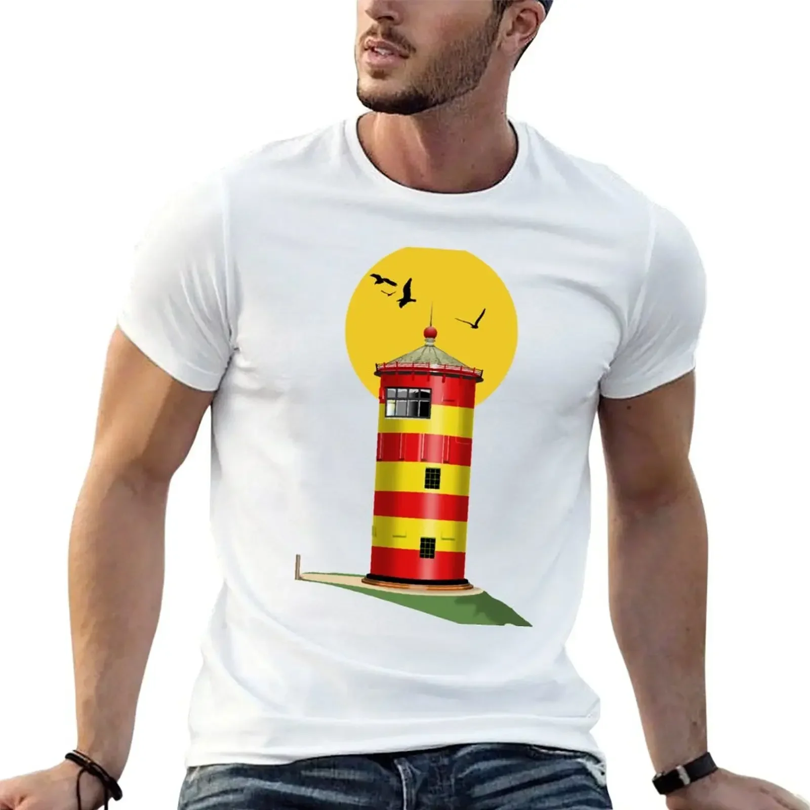Pilsum Lighthouse Pilsumer Leuchtturm Germany T-Shirt summer clothes quick drying mens designer t shirt