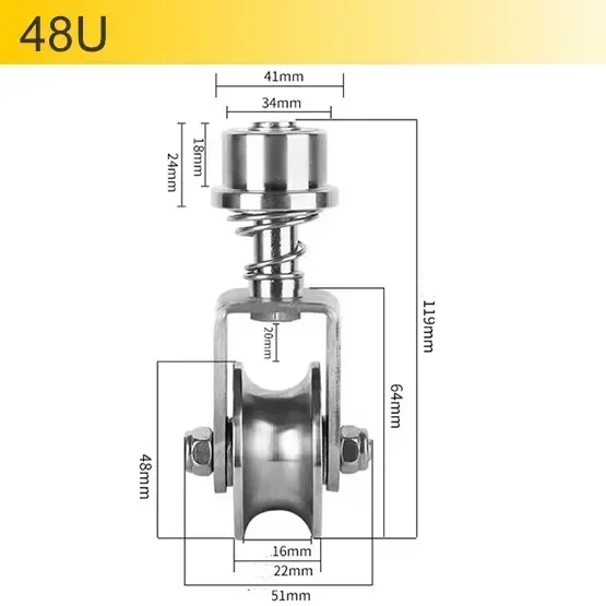 

Вращающееся универсальное колесо с пазами из нержавеющей стали 304, пружинное амортизирующее колесо для мобильных ворот, направляющее колесо для ворот, шкив с U/V/H