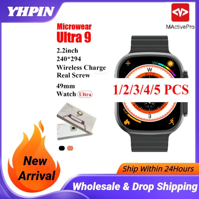 

Смарт-часы Microwear U9 Ultra Bluetooth, функция звонков, GPS-трекер, 49 мм, мужские Смарт-часы Ultra 9, Смарт-часы 2023