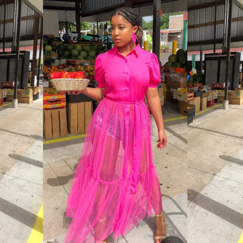 

Fashion Woman Blouses 2023 New Women's Dress Mesh Sticking Black And White Short Sleep Polo Collar Dress Female Clothing