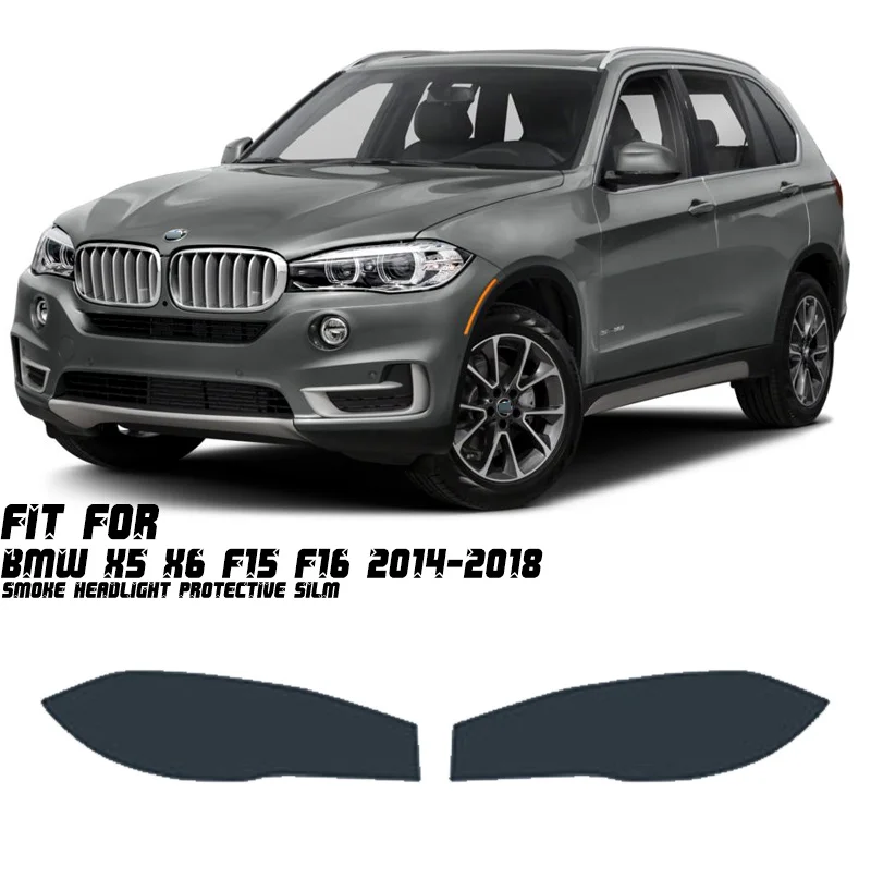 

New Car LH+RH Smoke TPU Headlights Protective Precut Film Sticker Cover Trim Fit For BMW X5 X6 F15 F16 2014-2018