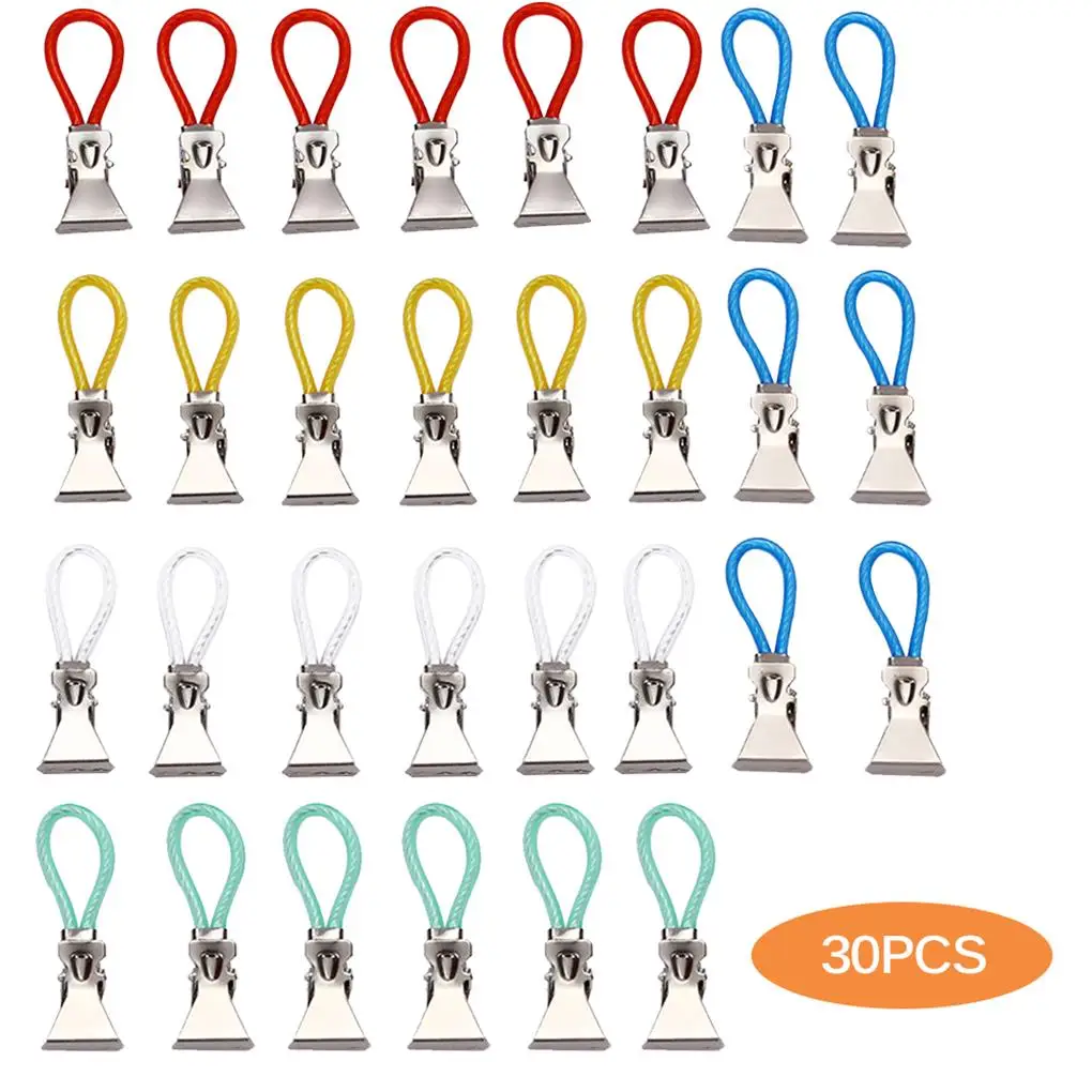 30 Pieces Metal Towel Clips Thicken Hanging Kitchen Clips Rustproof Windproof Towel Loops Anti Slip Hook Clamp