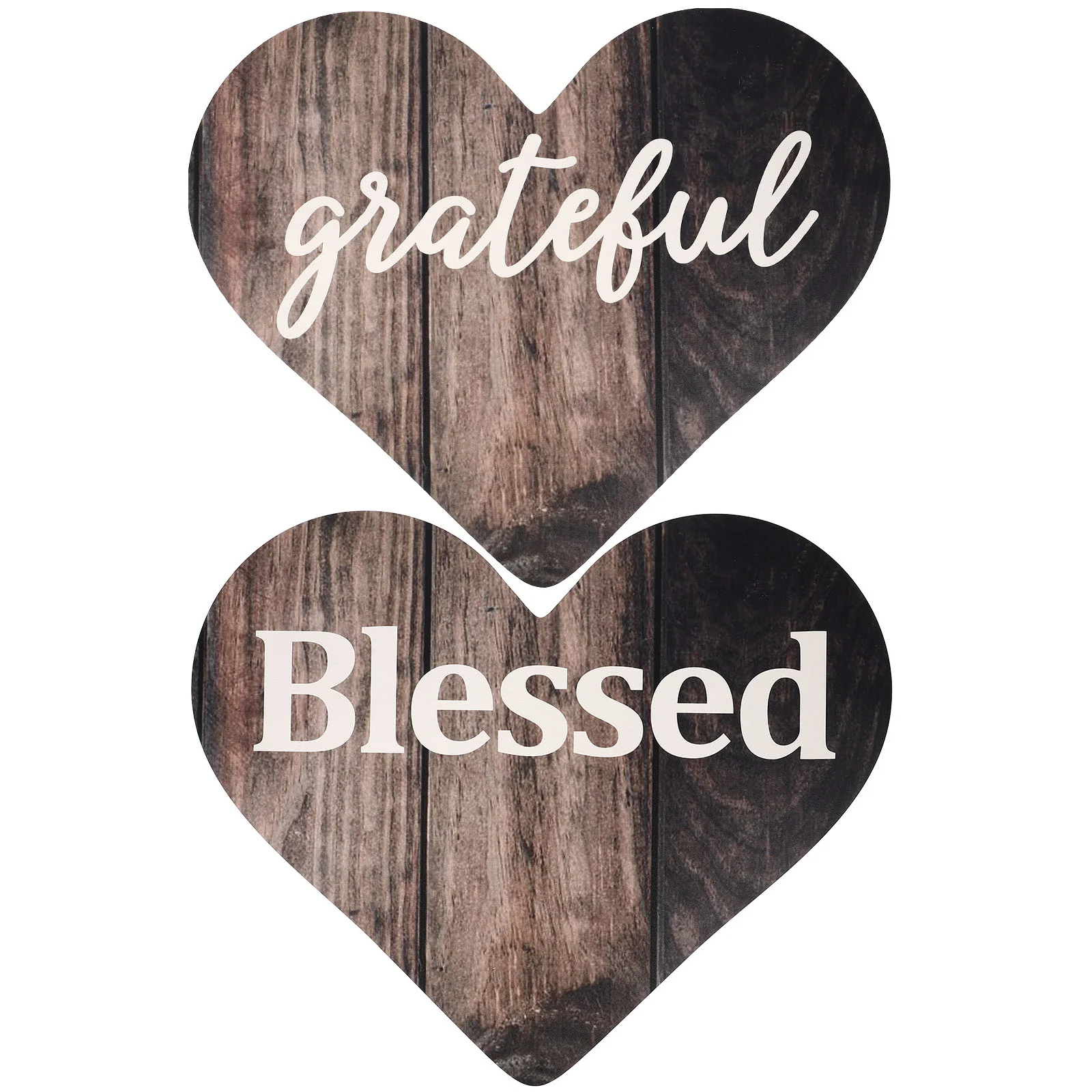 

2pcs Wooden Desktop Grateful Wedding Blessed Wood Heart Table Signs Wooden Heart Figurine Wooden Heart Sign Tabletop Heart Decor
