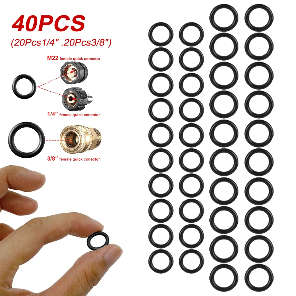 

40Pcs O-Rings Hardware Tools 1/4 M22 3/8 O-Rings For Pressure Washer Hose Quick Disconnect Garden Watering Quick Connector